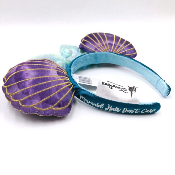 2⚡️'s/$55- Disney Parks Mermaid Ariel Purple Iridescent Minnie Ears HeadbandNWT - Picture 4 of 13